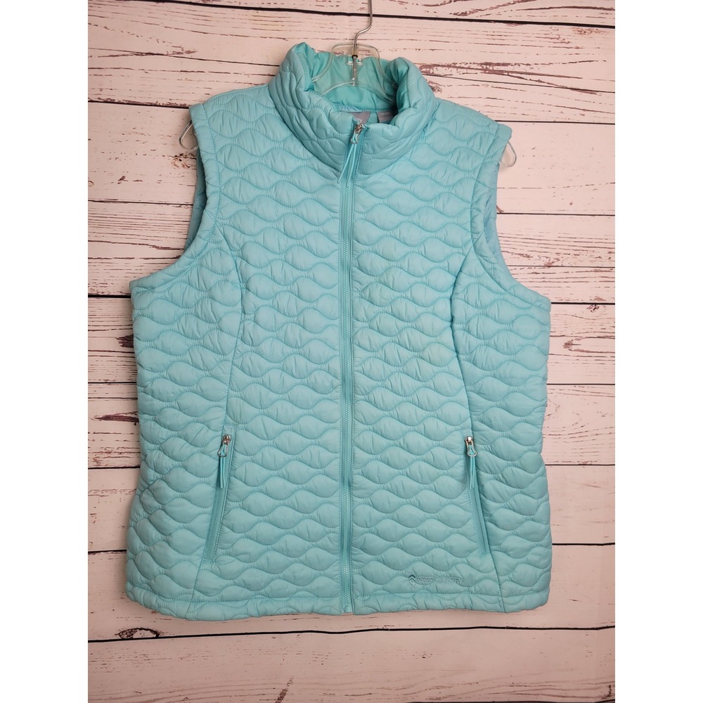 Free Country Puffer Vest Quilted Outdoor Gorpcore Layering Aqua Shadow Blue XL